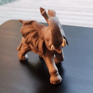 Handcrafted Brown Ceramic Elephant Figurine